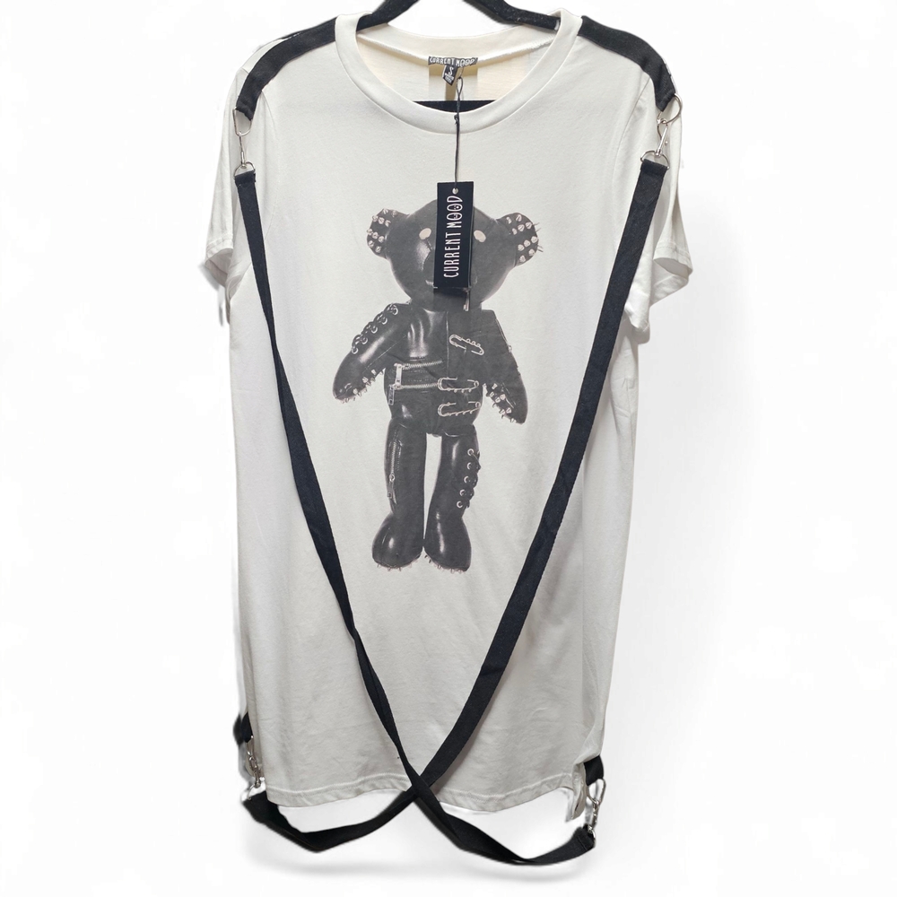 NEW Dolls Kill Current Mood Tortured Teddy Mini Dress Tee With Suspenders
